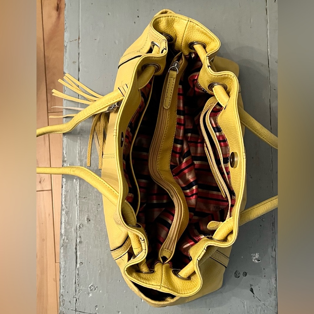 Tignanello Yellow Leather Women's Hand Bag - Picture 6 of 12